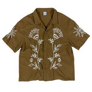 Zara Brown Shirt with White Floral Design